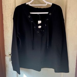 Anthropologie | Sancutary Lace up sweatshirt in black